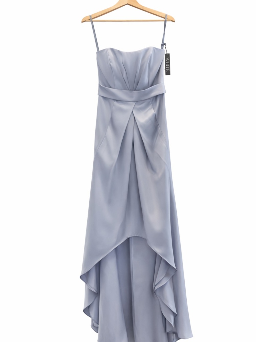 Strapless Vera Wang High-Low Evening Gown in Silver